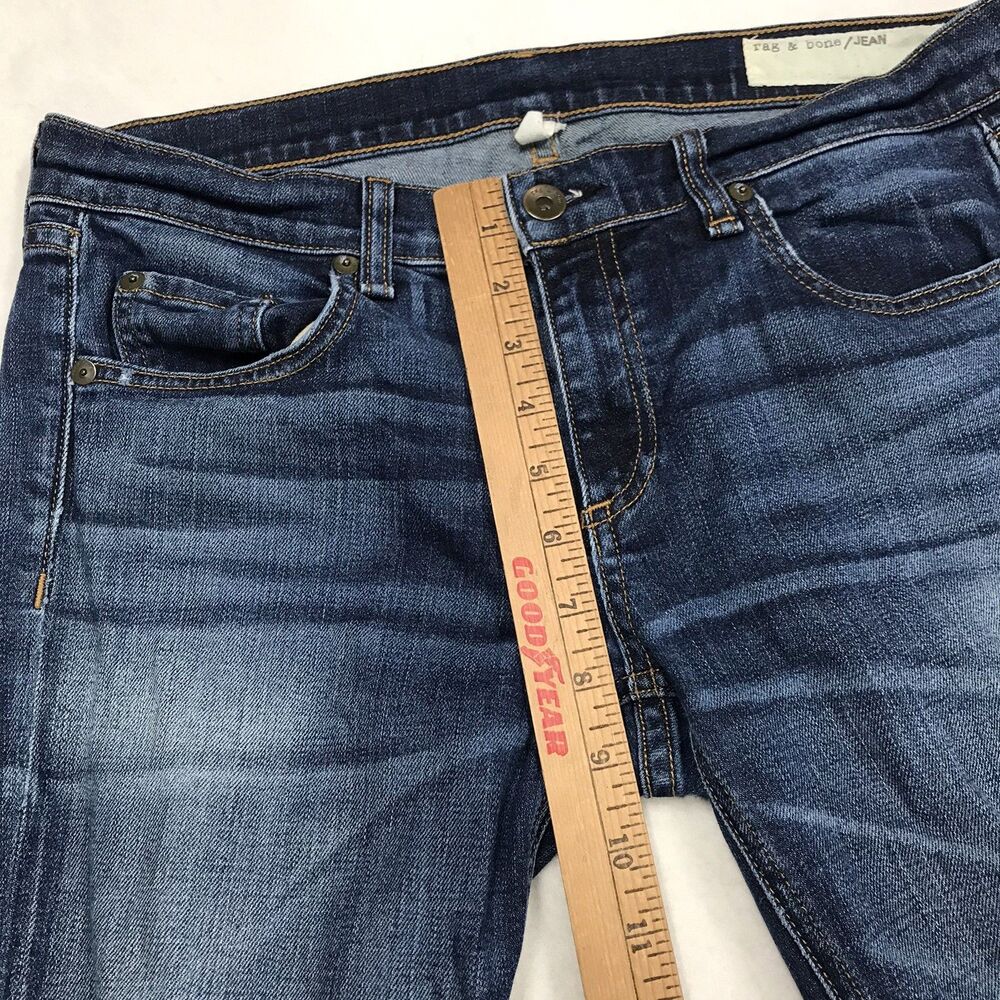 RAG & BONE Dre Jeans Women 28 (32x29) Slim Boyfriend Dark Whiskered Stretch - Picture 7 of 16